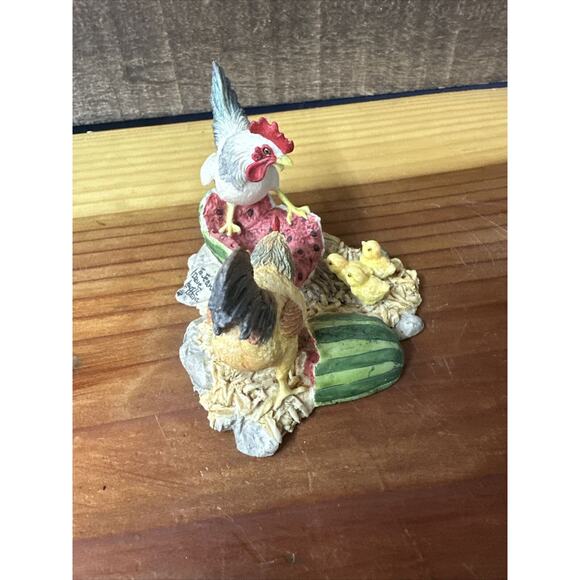 Lowell Davis Vintage 1984 Too Good to Waste on Kids Figurine Chickens Signed - Picture 6 of 7